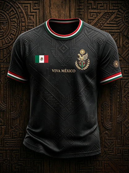 Men's Mexico Football Lover Art Printed T-shirt