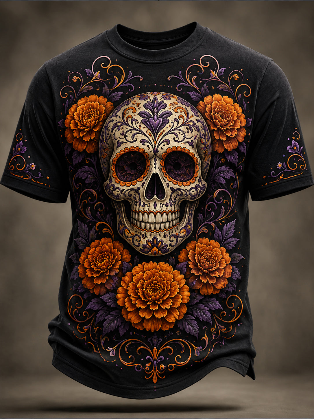 Men's Mexican Day Of The Dead Commemorative Art Print T-Shirt