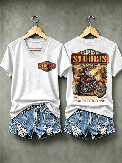 Women's Motorcycle Rally Printed T-shirt