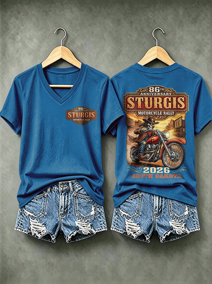 Women's Motorcycle Rally Printed T-shirt