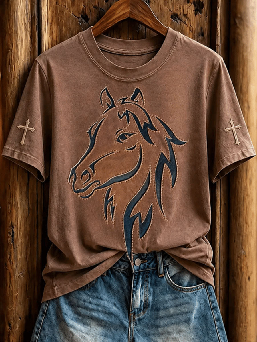 Women's Western Horse Short-sleeved T-shirt