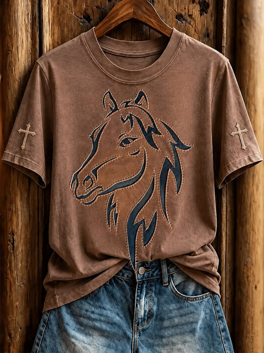 Women's Western Horse Short-sleeved T-shirt