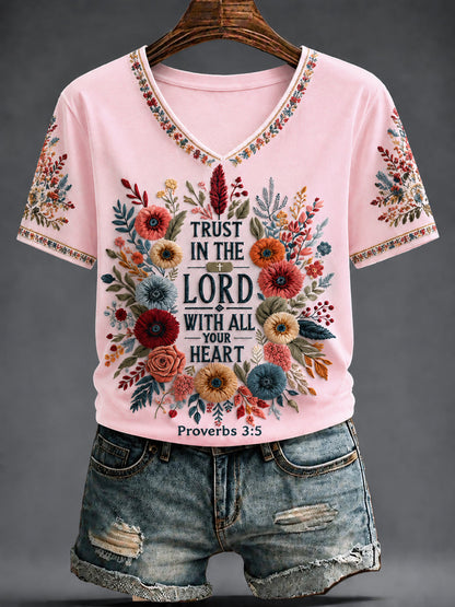 Women's Faith Printed V-neck T-shirt