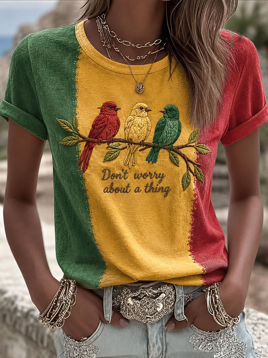 Women's 'Every Little Thing Is Gonna Be Alright' Printed Casual T-Shirt