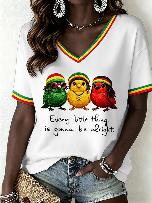 Women's Reggae Music V-Neck T-Shirt