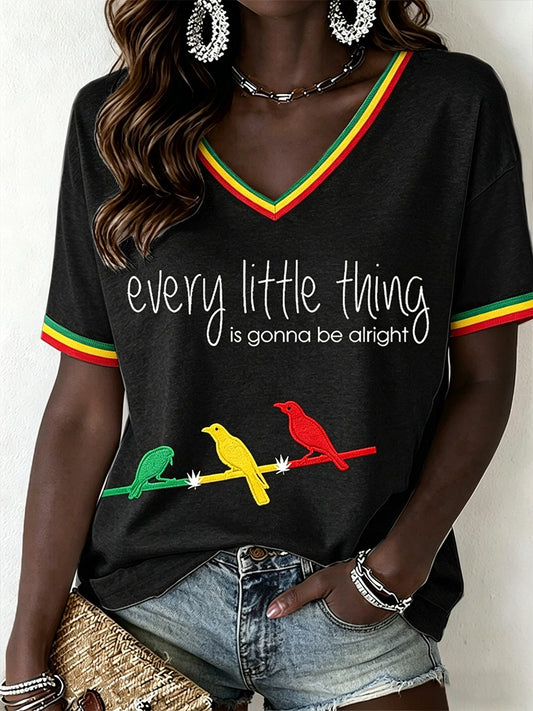 Women's Reggae Music V-Neck T-Shirt