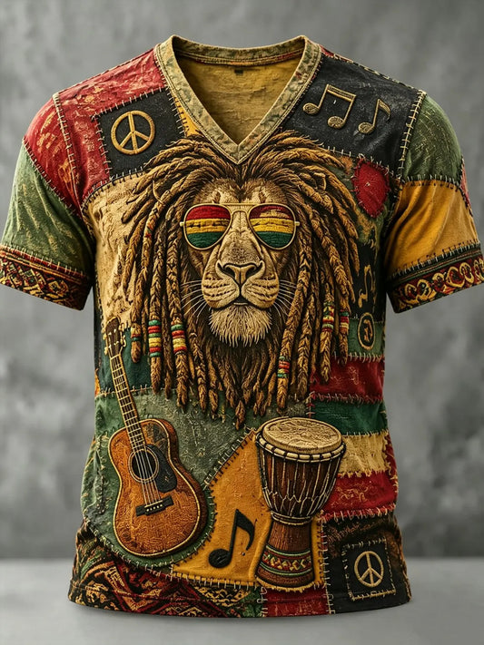 Retro Reggae Print Casual T-Shirt