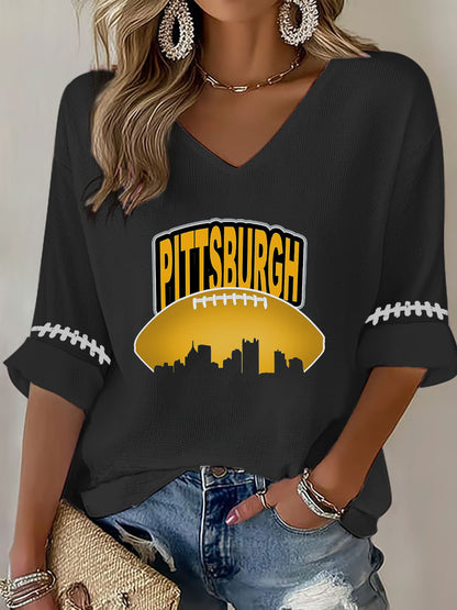 Women's American football V-neck top
