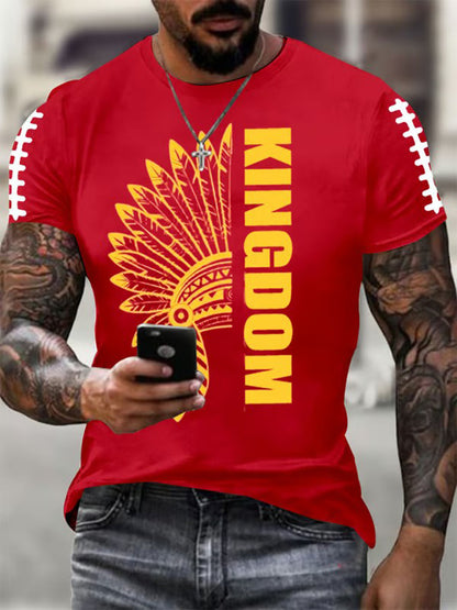 Men's Red Kingdom Football Printed T-shirt
