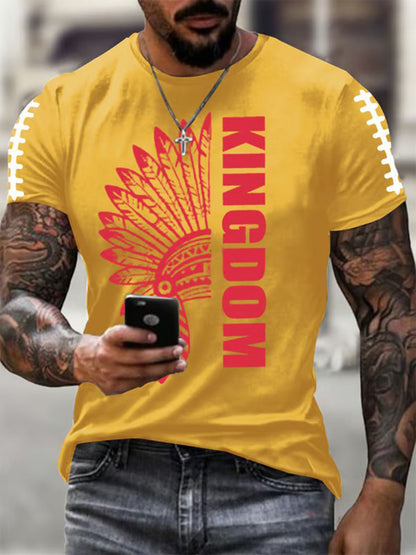 Men's Red Kingdom Football Printed T-shirt