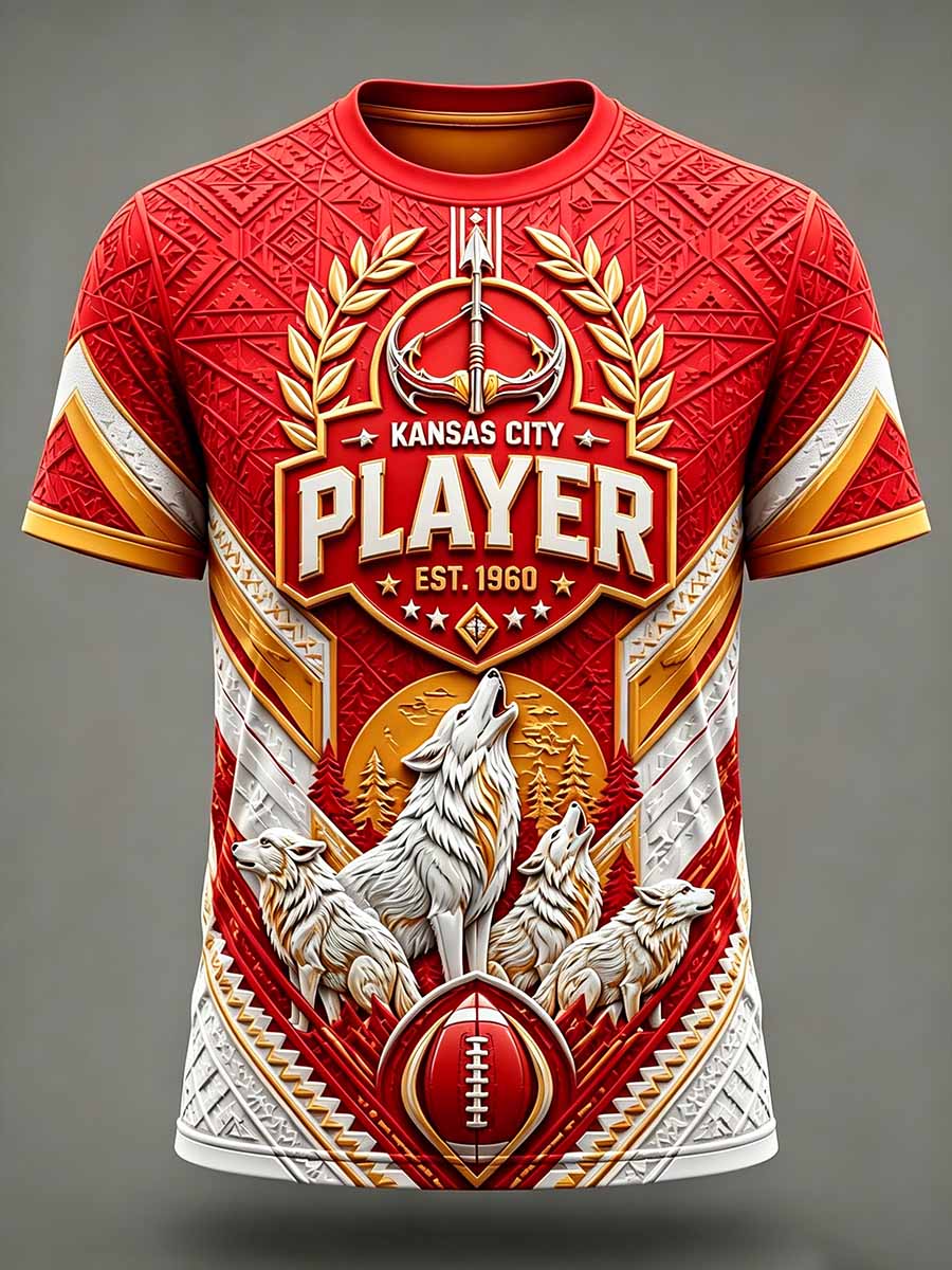 Men's Kansas City Chiefs Football Print Casual T-Shirt