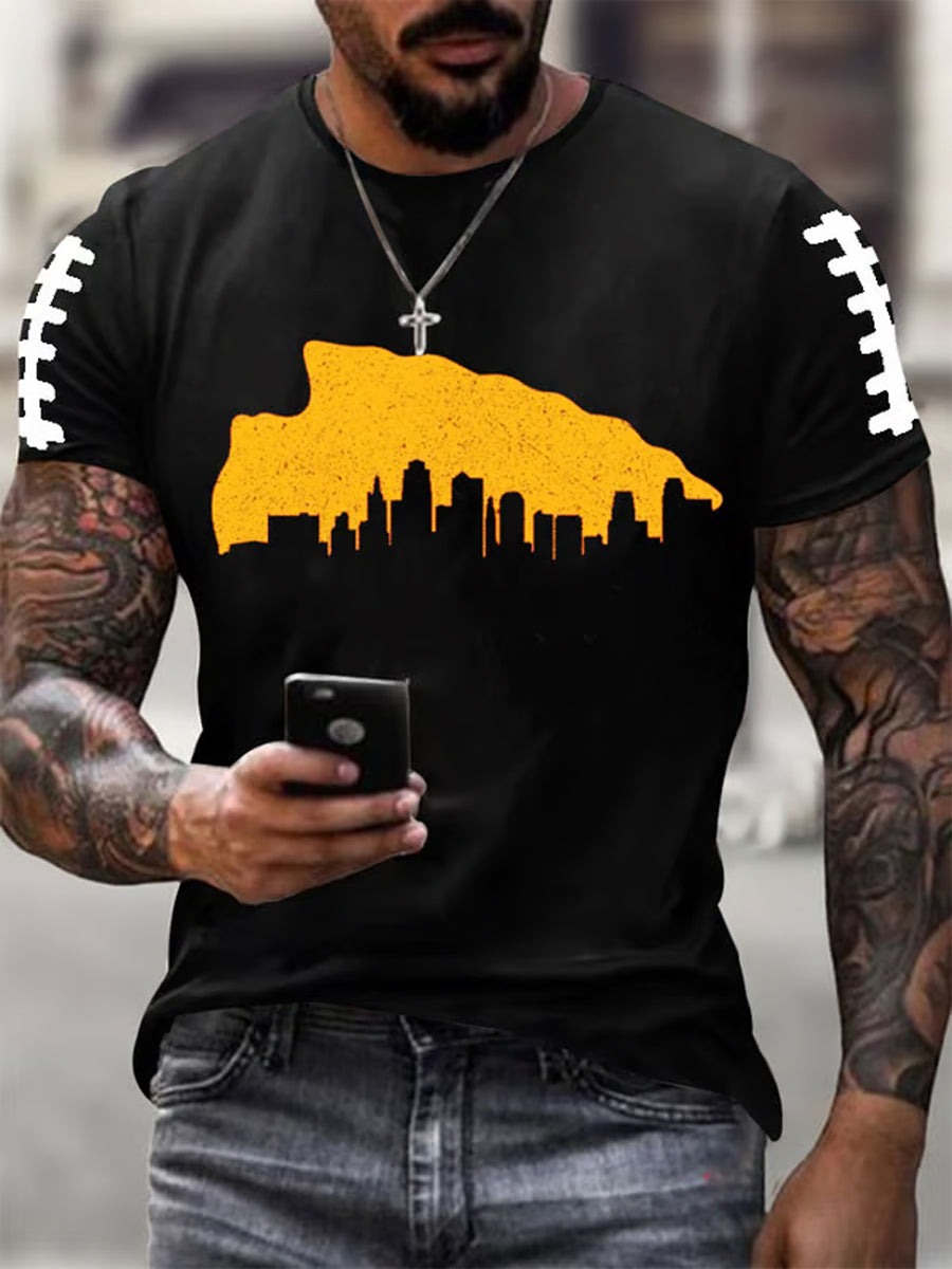 Men's Football Fans Lovers Gameday Casual Short Sleeve T-shirt