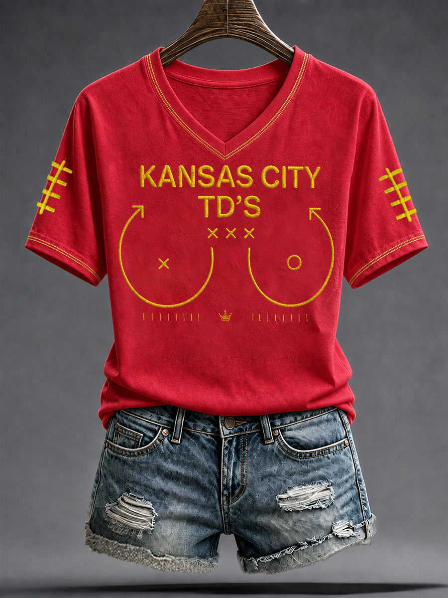 Women's Kansas Football Lover Art Printed T-shirt