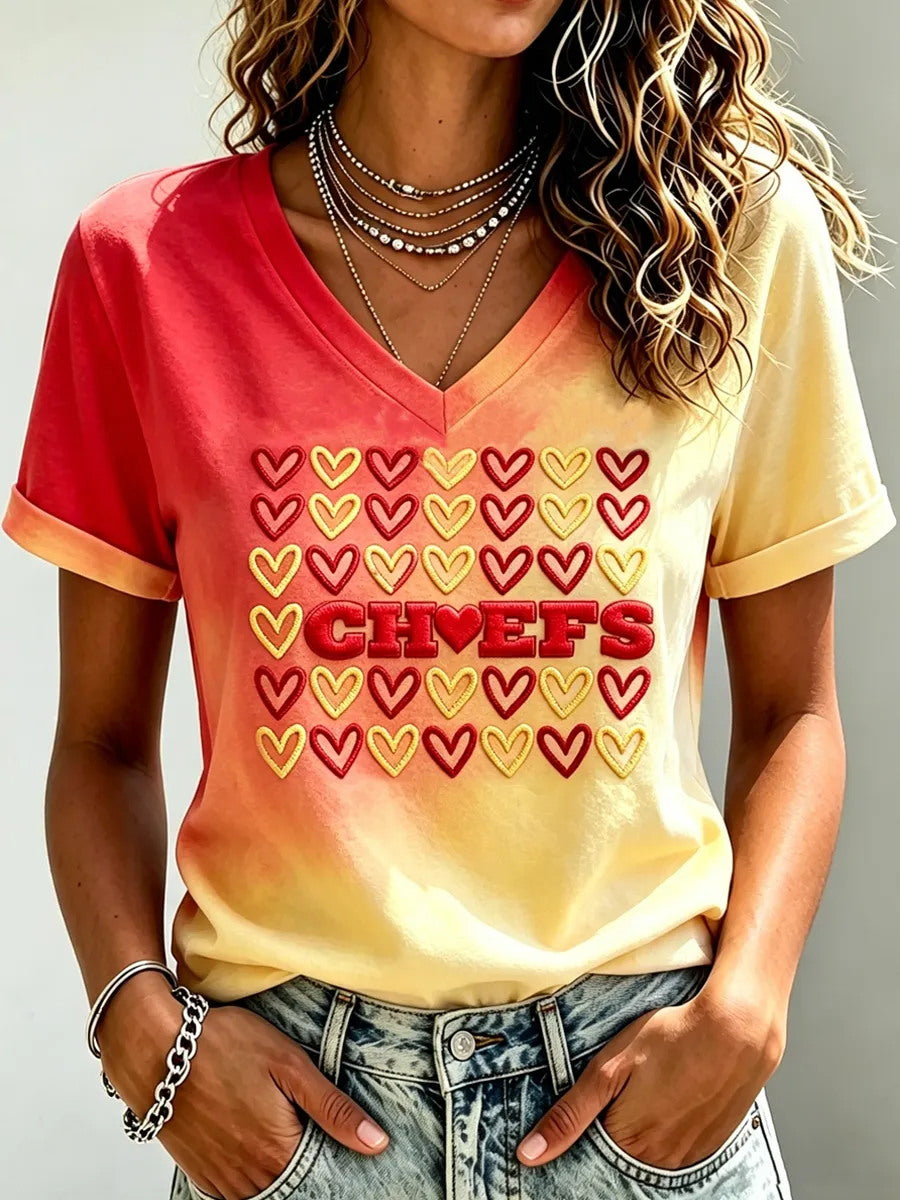 Women's Football Fan Print Casual T-Shirt