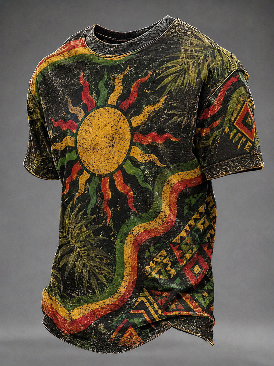 Men's Reggae Art Print Casual T-Shirt