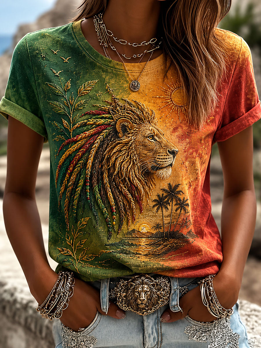 Women's Reggae Print Casual T-Shirt