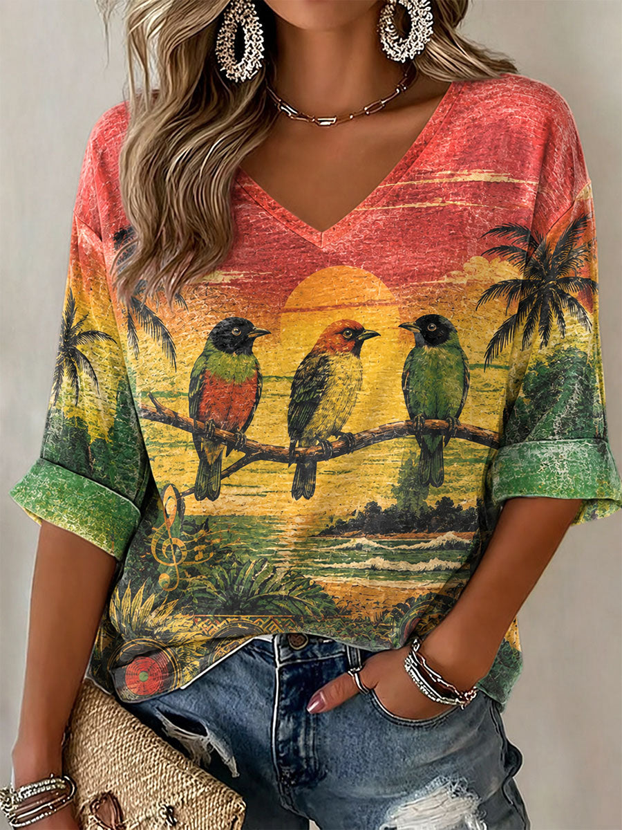 Women's 'Every Little Thing Is Gonna Be Alright' Printed Casual T-Shirt