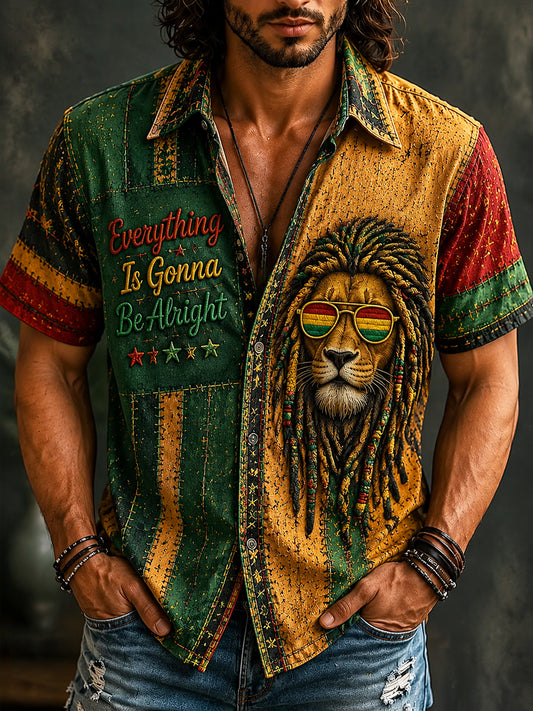 Men's Retro Reggae “Lion” Casual Shirt