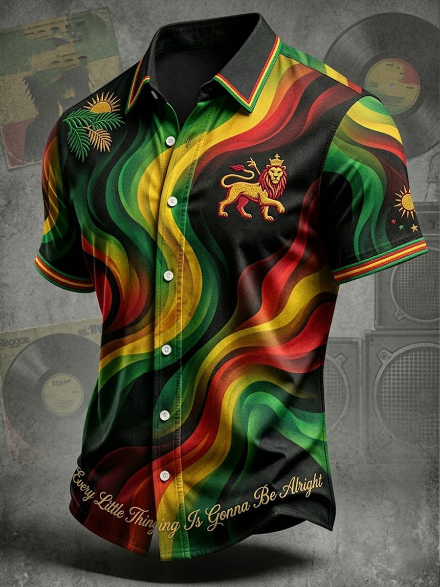 Retro Reggae Striped Casual Shirt