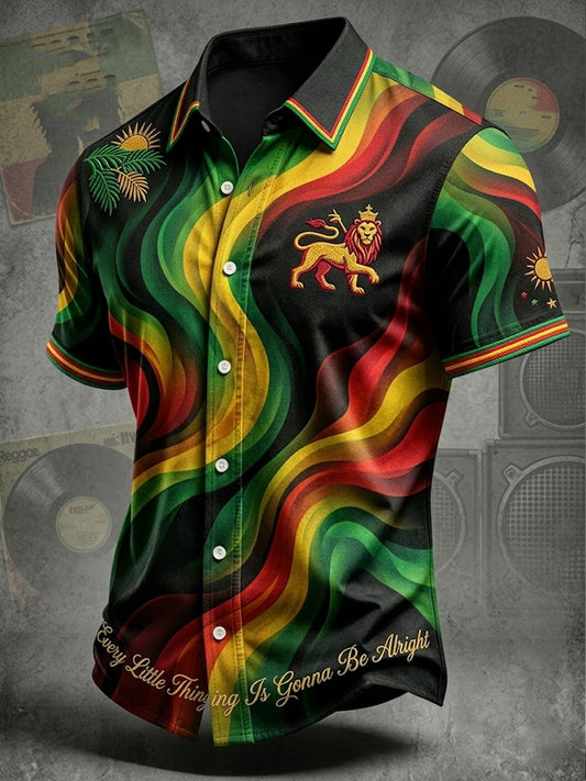Retro Reggae Striped Casual Shirt
