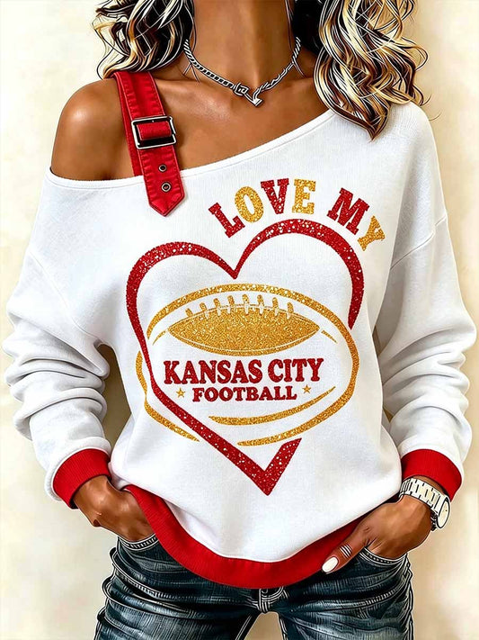 Women’s Printed Casual Off-Shoulder Sweatshirt