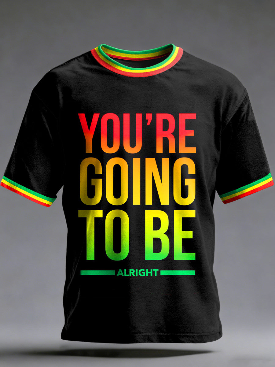 Men's  Reggae Printed Vintage Fashion Loose Short Sleeve T-Shirt
