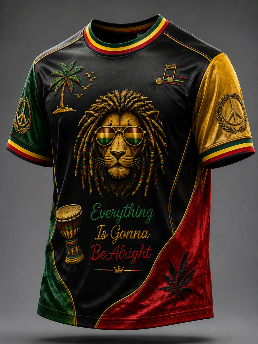 Retro Reggae Music Lover Lion Casual T-Shirt