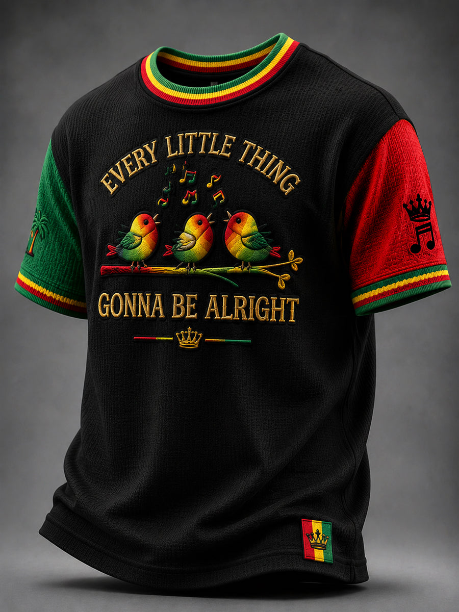 Retro Reggae Classic Casual Waffle-Weave T-Shirt