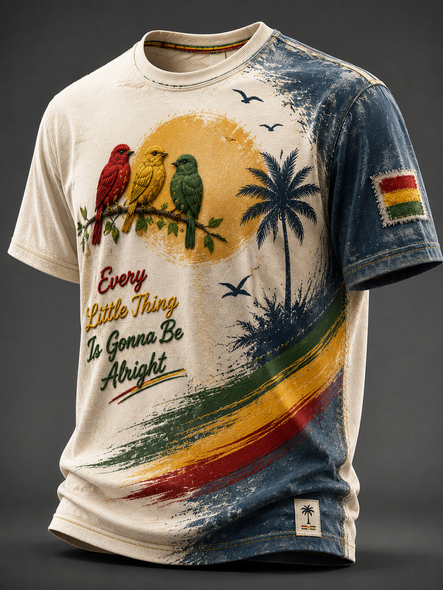 Retro Reggae Bird Art Casual T-Shirt