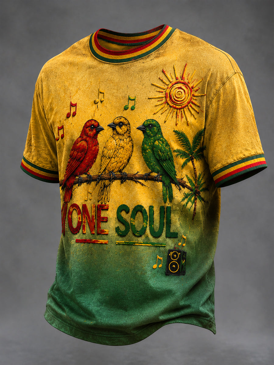 Retro Reggae Gradient Casual T-Shirt