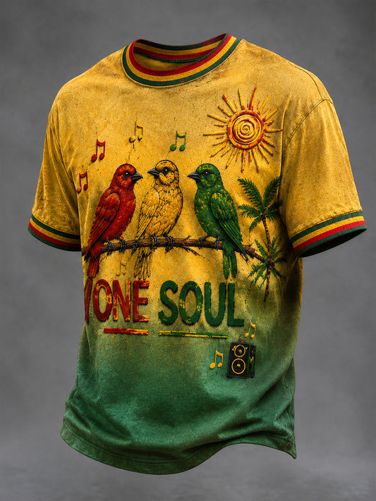 Retro Reggae Gradient Casual T-Shirt