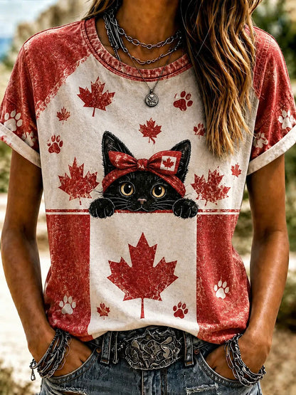 Women's Canada Print Casual T-shirt