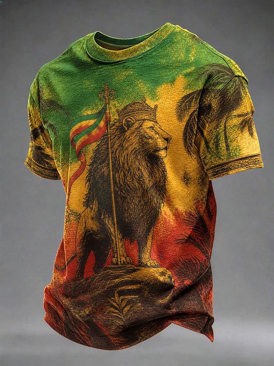 Men's Reggae Print Casual T-Shirt