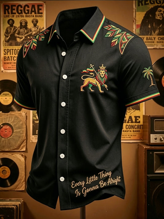 Retro Reggae-Themed Artistic Casual Shirt