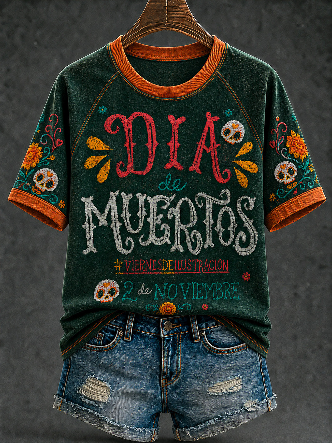Women's Day of the Dead Pattern Printed Casual Short Sleeve T-shirt