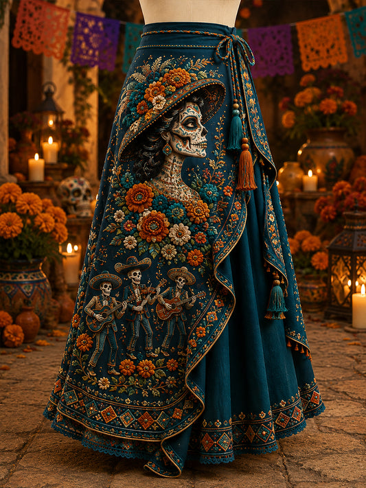 Women's Mexico's Day Of The Dead Printed Irregular Skirt