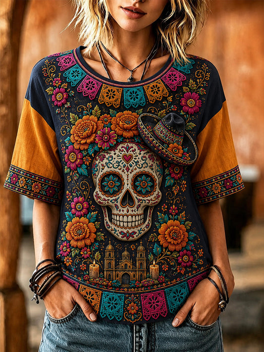 Women's Mexico's Day Of The Dead Short-Sleeved T-Shirt