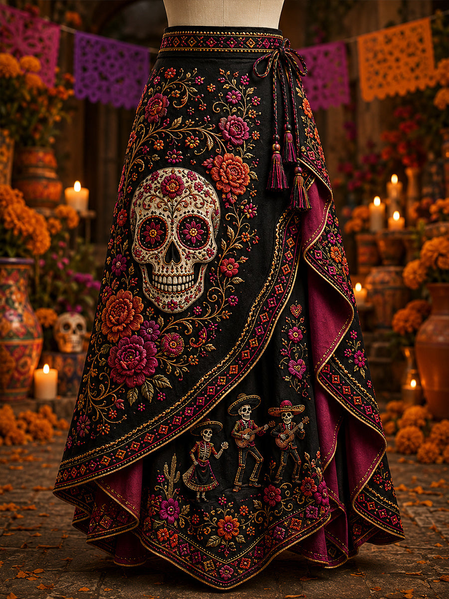 Women's Mexico's Day Of The Dead  Printed Irregular Skirt