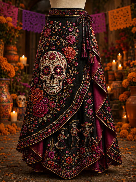 Women's Mexico's Day Of The Dead  Printed Irregular Skirt