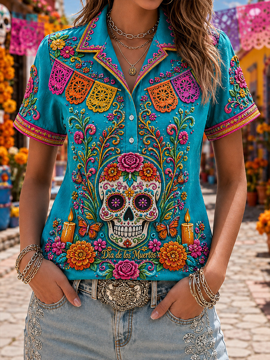 Women's Mexico Day Of The Dead Short-sleeved Shirt