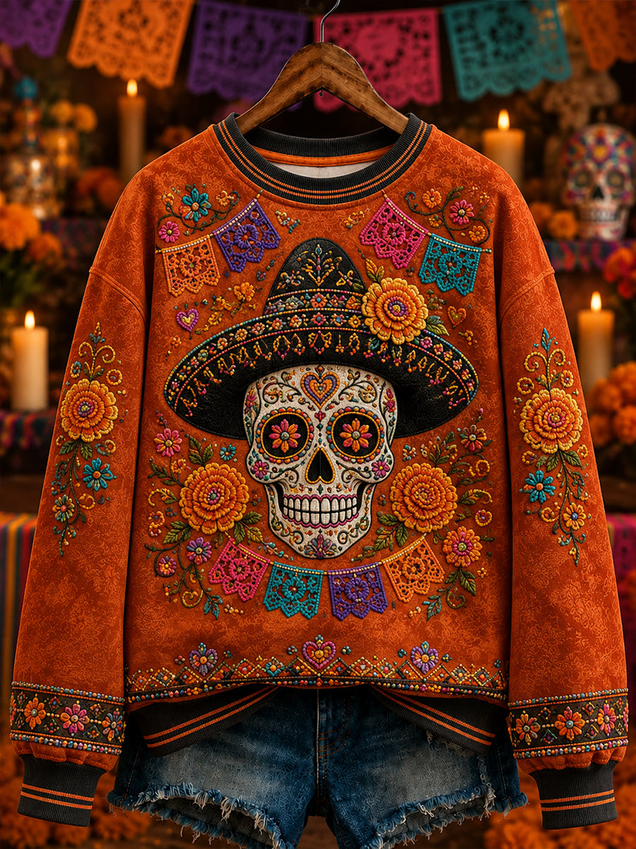 Women's Mexico's Day of the Dead Round-Neck Long-Sleeve T-Shirt