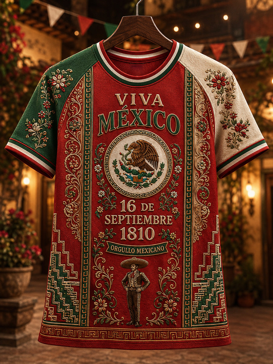 Women's Mexican Independence Day Round Neck Short Sleeve T-Shirt