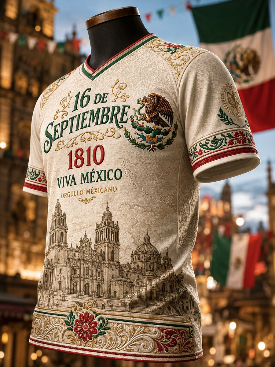 Men's Mexican Independence Day  V-neck T-shirt