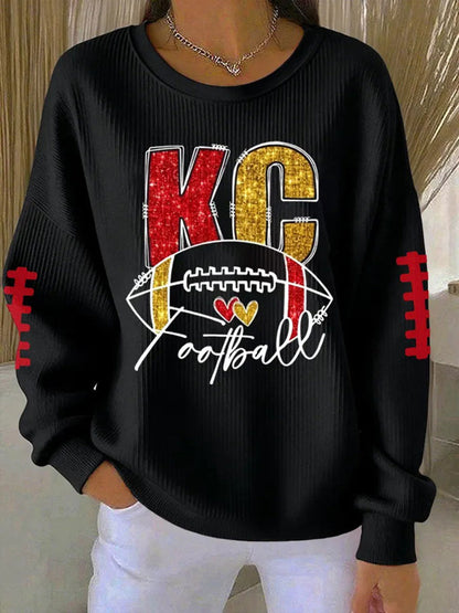 Women's Game Day Football Print Casual Sweatshirt