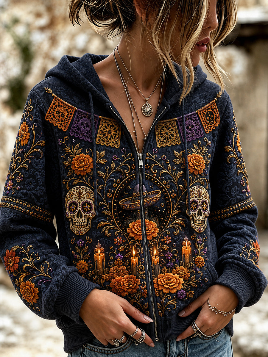 Women's Mexico's Day of the Dead  Zip-Up Hoodie
