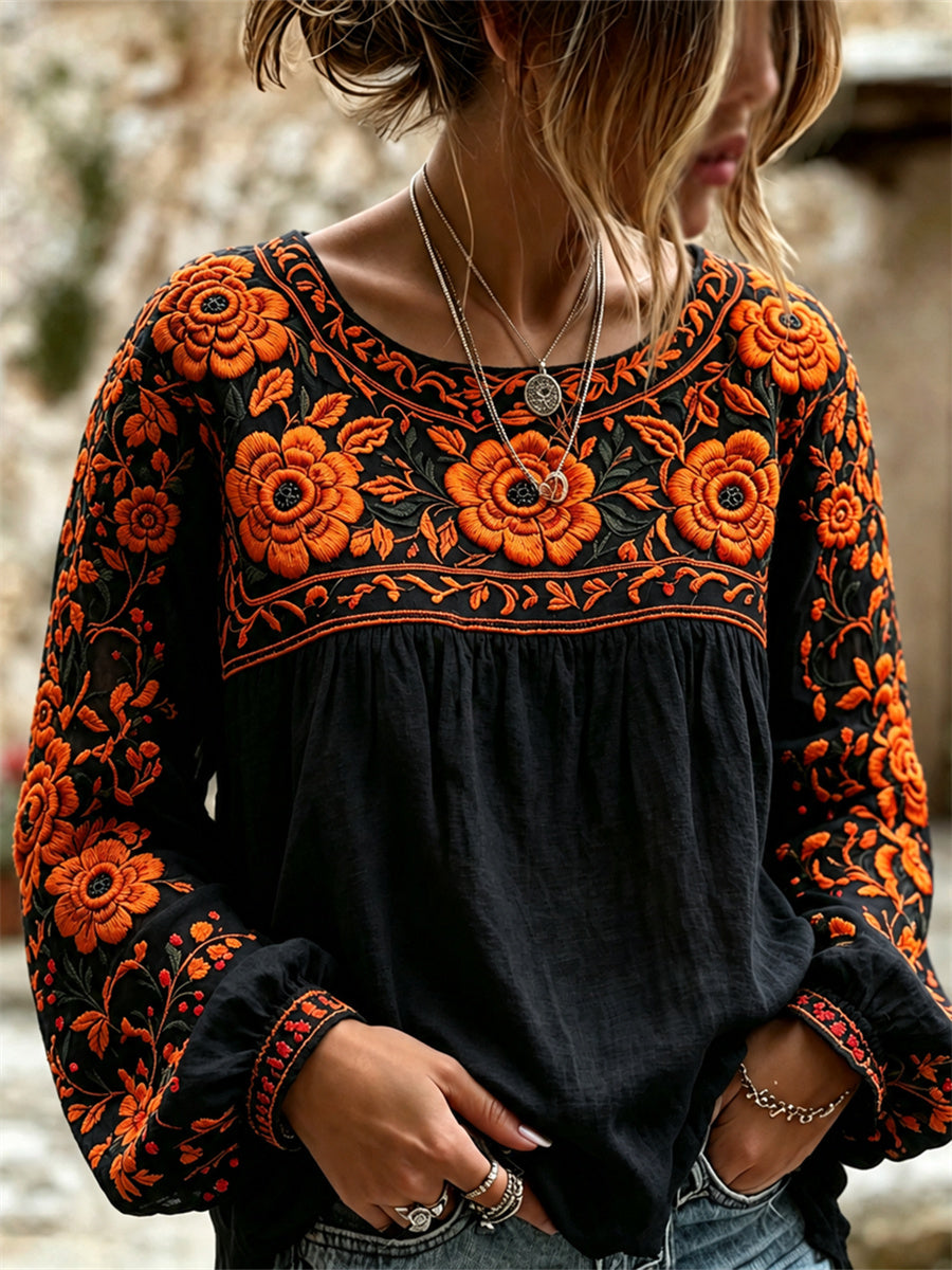 Women's Day of the Dead Marigolds Mexican Floral Print Shirt