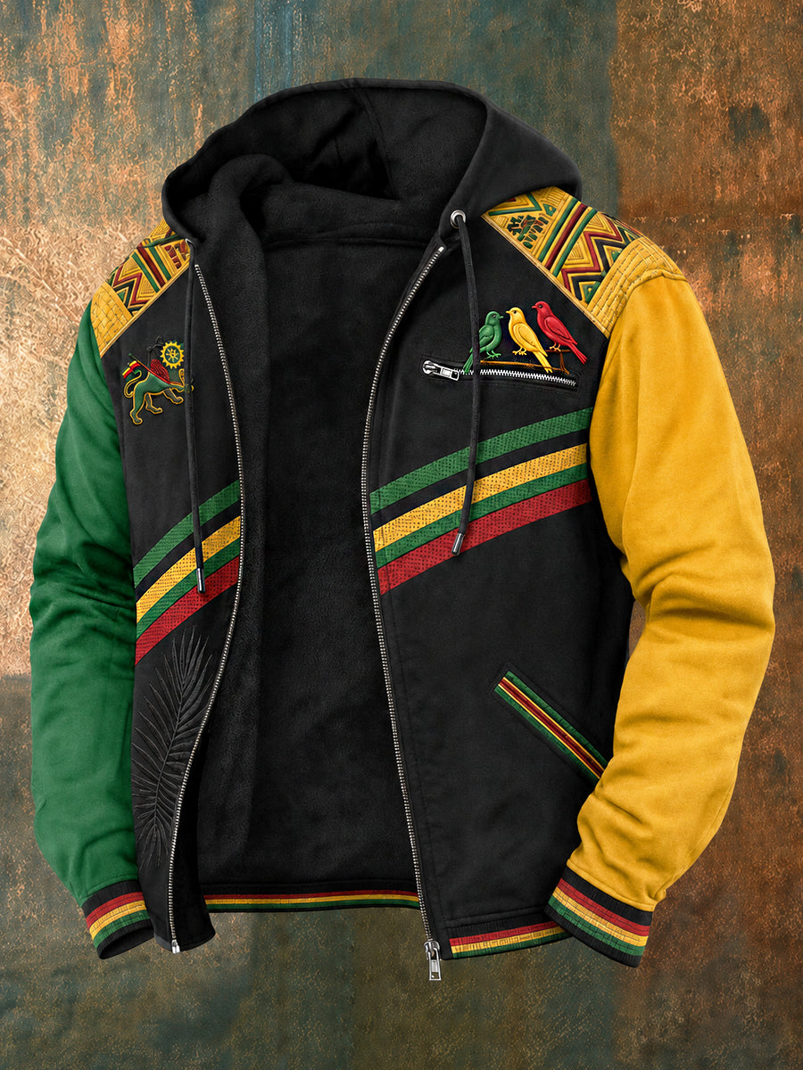 Men's Reggae Printed Long Sleeved Hooded Jacket