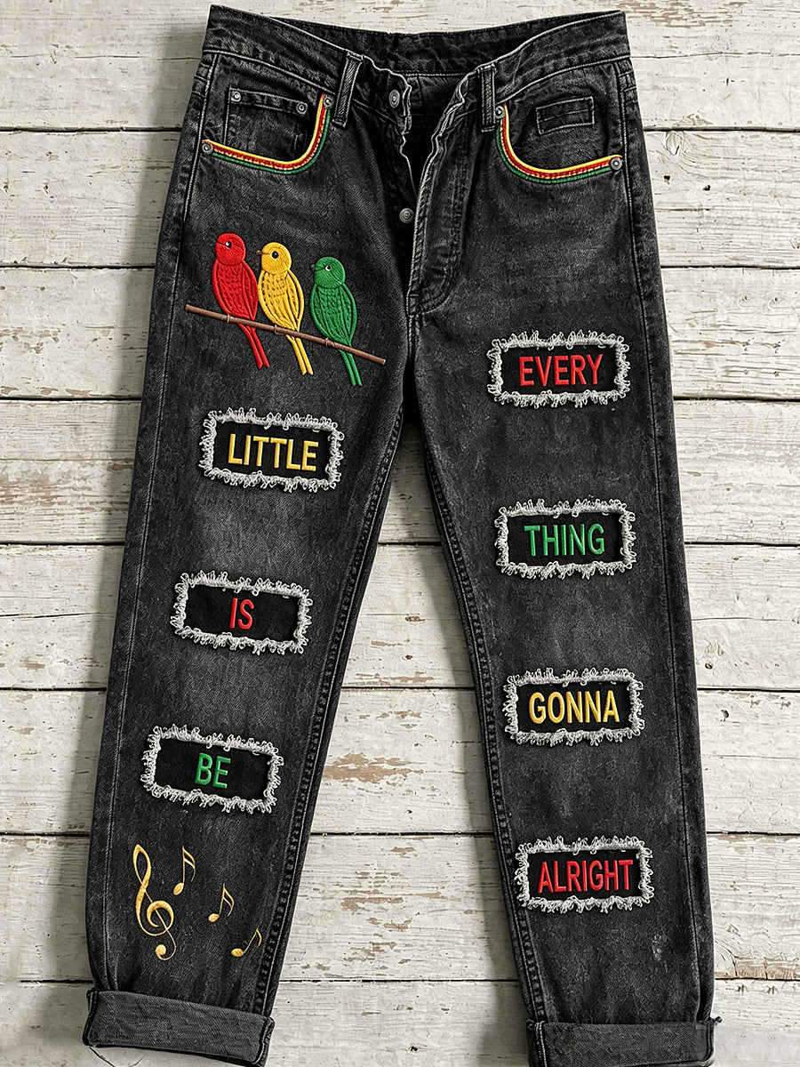 Women's Reggae Art Print Flared Trousers