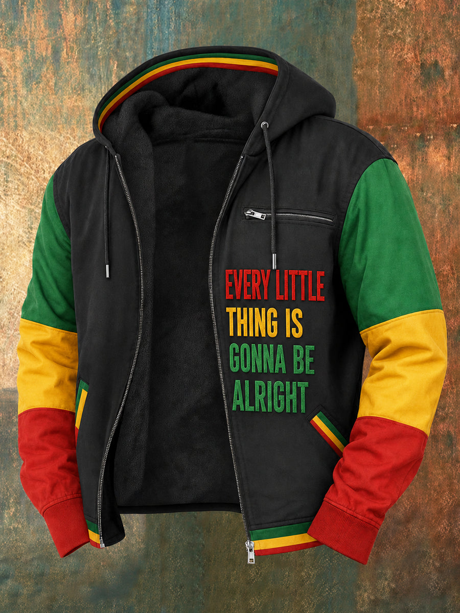 Men's Reggae Printed Long Sleeved Hooded Jacket