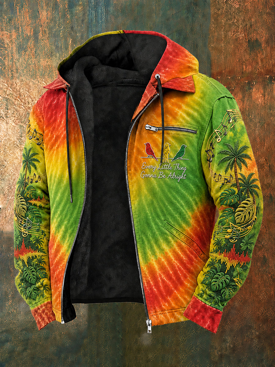 Men's Reggae Printed Long Sleeved Hooded Jacket